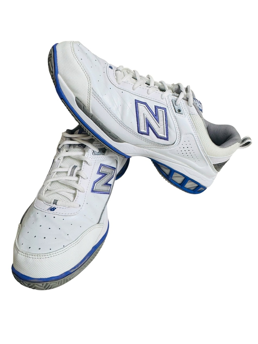 New Balance Men's White & Blue Athletic Sneakers Women US 11, Men US 9.5